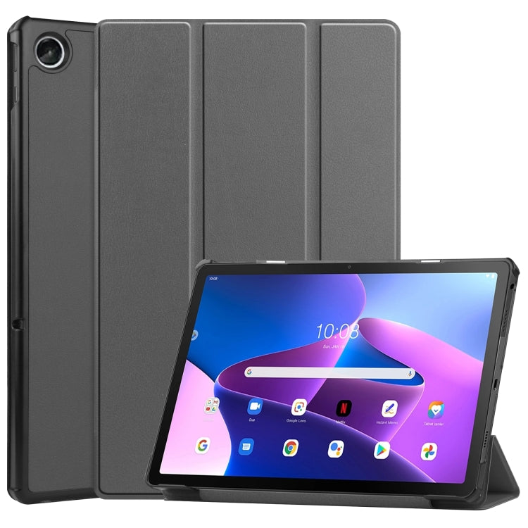 Custer Texture 3-Fold Holder Smart Leather Tablet Case, For Lenovo Tab M10 Plus 10.6 3rd Gen 2022