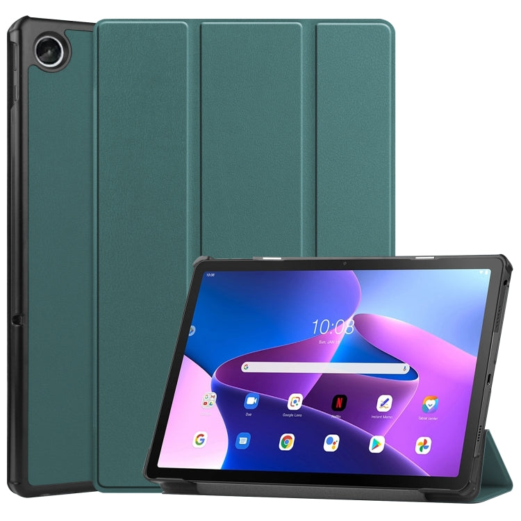 Custer Texture 3-Fold Holder Smart Leather Tablet Case, For Lenovo Tab M10 Plus 10.6 3rd Gen 2022