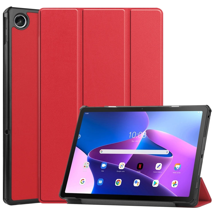 Custer Texture 3-Fold Holder Smart Leather Tablet Case, For Lenovo Tab M10 Plus 10.6 3rd Gen 2022