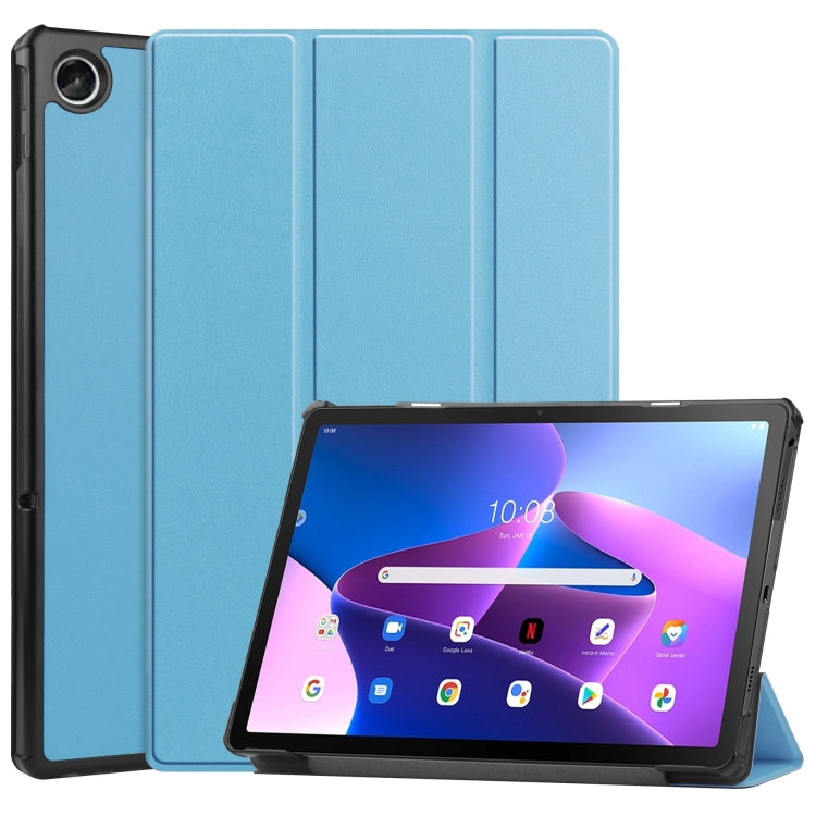 Custer Texture 3-Fold Holder Smart Leather Tablet Case, For Lenovo Tab M10 Plus 10.6 3rd Gen 2022