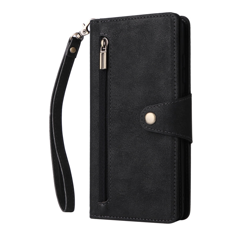 Rivet Buckle 9 Cards Three Fold Leather Phone Case, For OnePlus 9 Pro, For OnePlus Nord 2