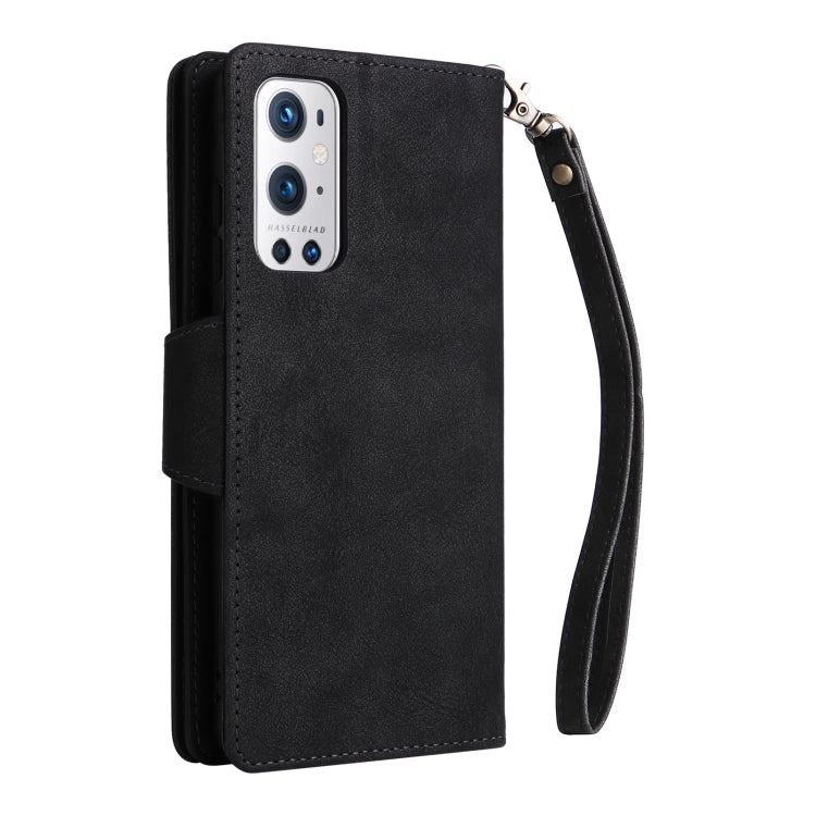 Rivet Buckle 9 Cards Three Fold Leather Phone Case, For OnePlus 9 Pro, For OnePlus Nord 2