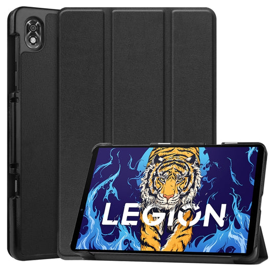 Three-folding Holder Custer Texture Leather Tablet Case, For Lenovo Legion Y700