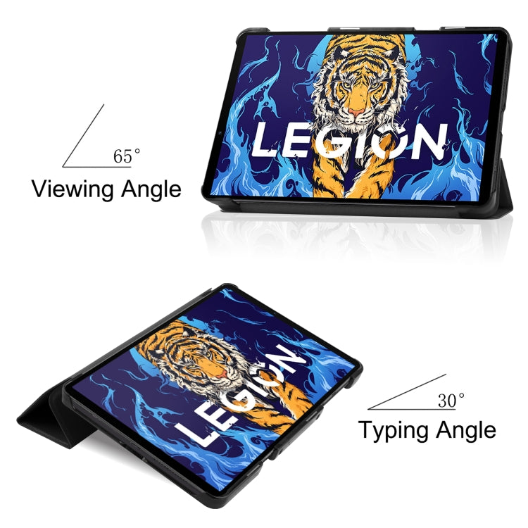 Three-folding Holder Custer Texture Leather Tablet Case, For Lenovo Legion Y700