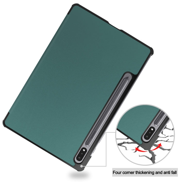 Three-folding Holder Custer Texture Leather Tablet Case, For Samsung Galaxy Tab S8