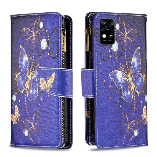 Colored Drawing Pattern Zipper Horizontal Flip Phone Leather Case, For ZTE Blade  A31