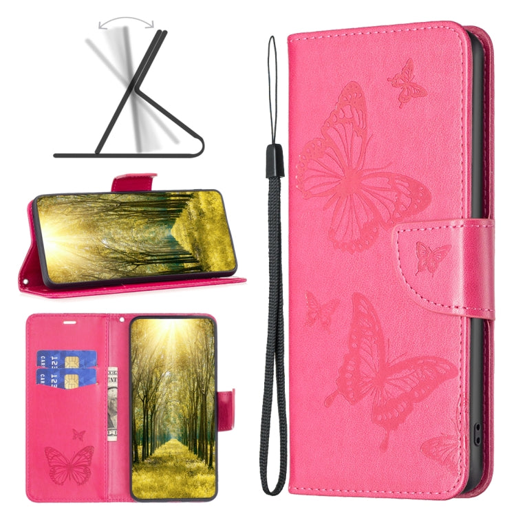 Embossing Two Butterflies Pattern Horizontal Flip PU Leather Case, For Nokia G11 / G21
