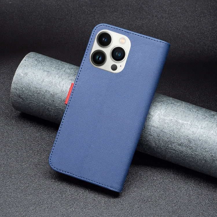 BF13 Color Matching Cross Texture Leather Phone Case, For iPhone 13 Pro Max