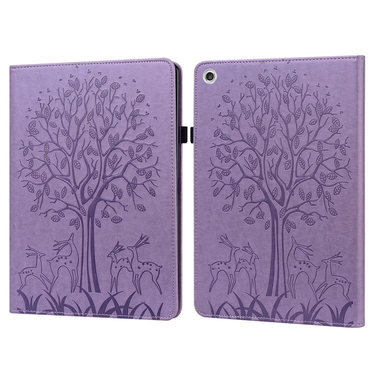 Tree & Deer Embossed Leather Tablet Case, For Lenovo M10 Plus 3rd Gen