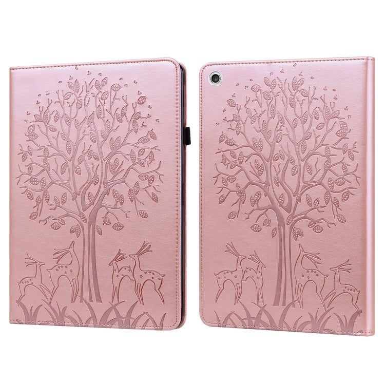 Tree & Deer Embossed Leather Tablet Case, For Lenovo M10 Plus 3rd Gen