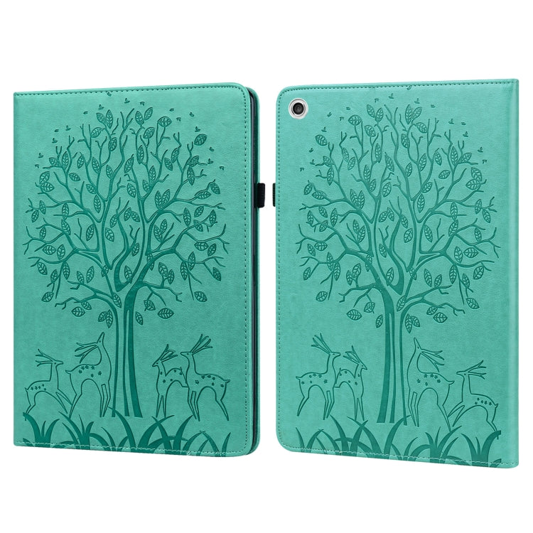 Tree & Deer Embossed Leather Tablet Case, For Lenovo M10 Plus 3rd Gen