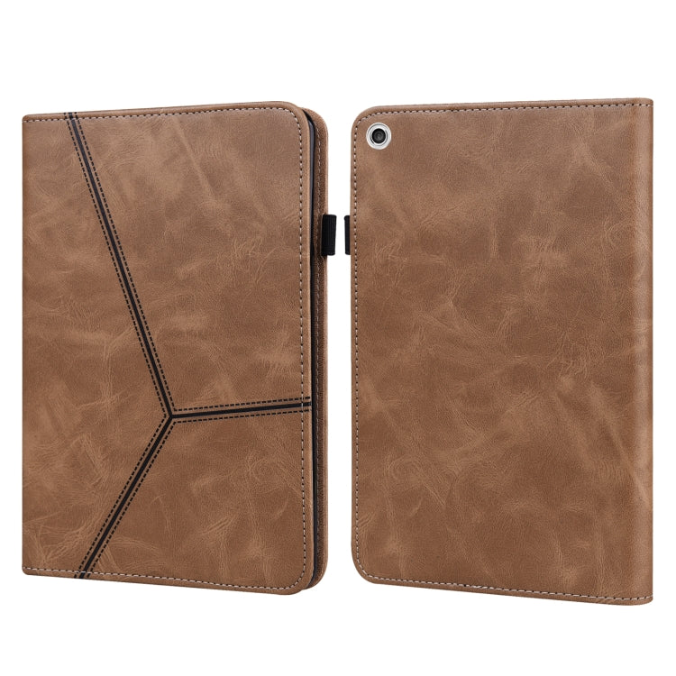 Solid Color Stripe Embossed Leather Tablet Case, For Lenovo M10 Plus 3rd Gen