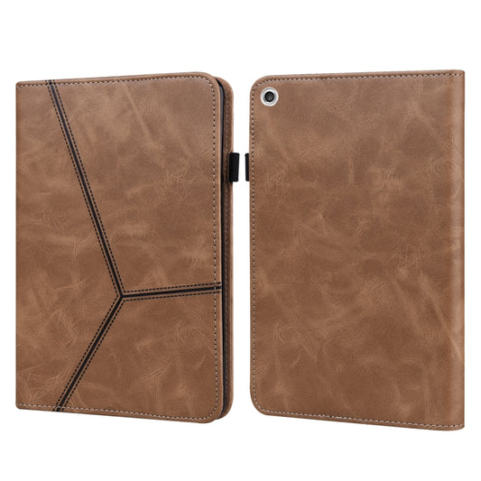 Solid Color Stripe Embossed Leather Tablet Case, For Lenovo M10 Plus 3rd Gen