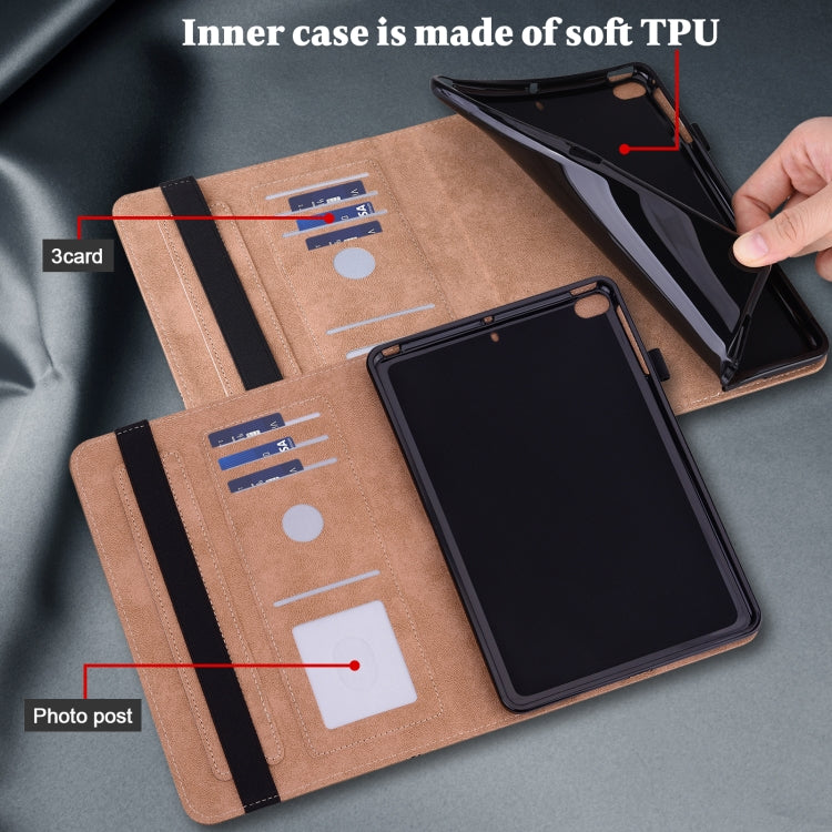 Solid Color Stripe Embossed Leather Tablet Case, For Lenovo M10 Plus 3rd Gen