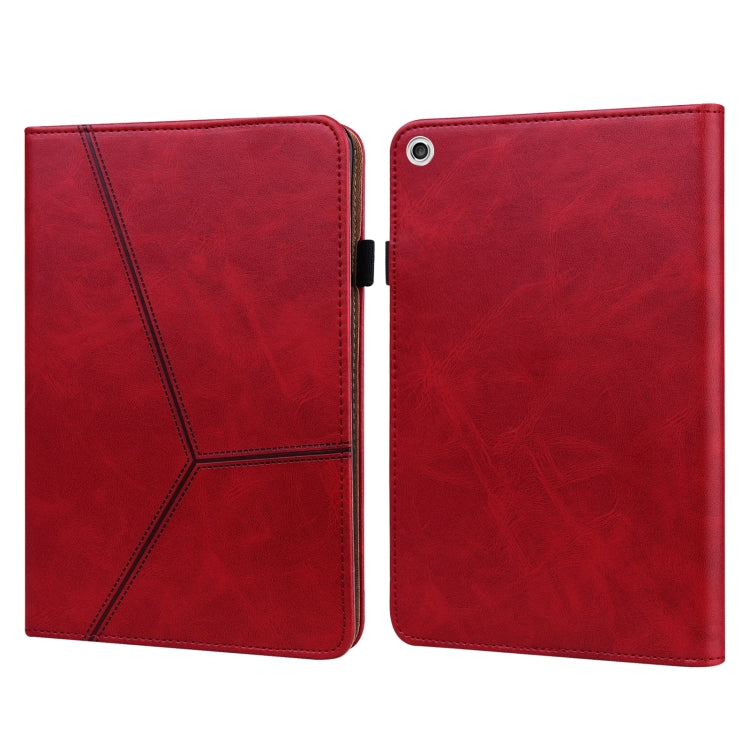 Solid Color Stripe Embossed Leather Tablet Case, For Lenovo M10 Plus 3rd Gen