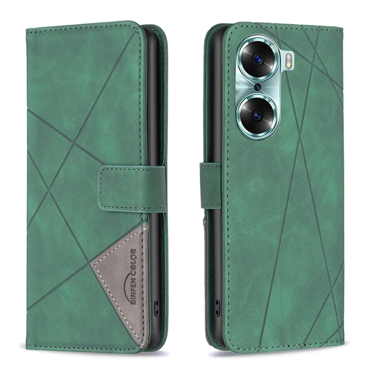 Rhombus Texture Magnetic Buckle Horizontal Flip Leather Phone Case, For Honor 60, For Honor 60 Pro