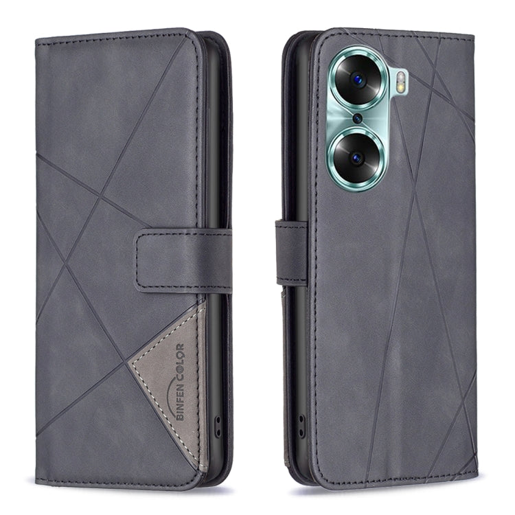 Rhombus Texture Magnetic Buckle Horizontal Flip Leather Phone Case, For Honor 60, For Honor 60 Pro