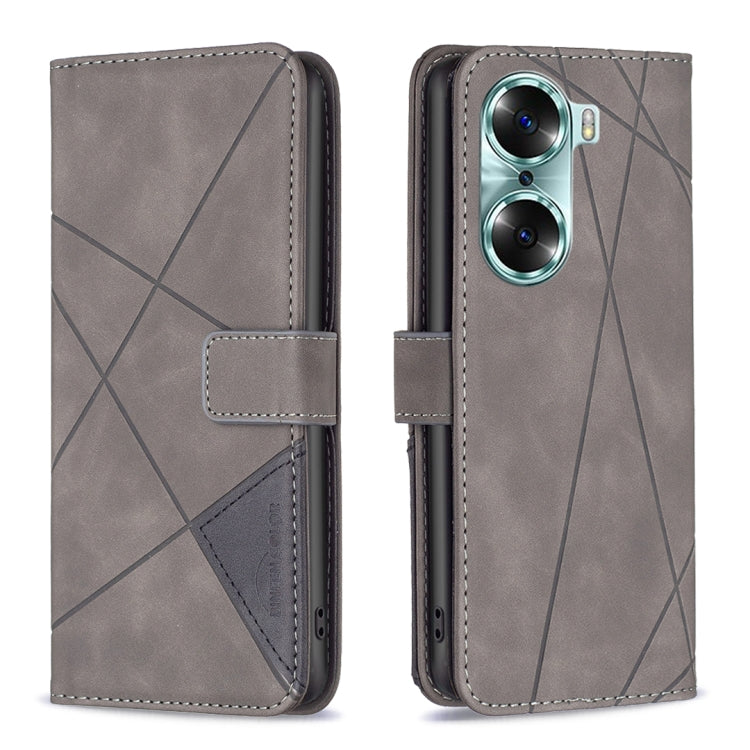 Rhombus Texture Magnetic Buckle Horizontal Flip Leather Phone Case, For Honor 60, For Honor 60 Pro