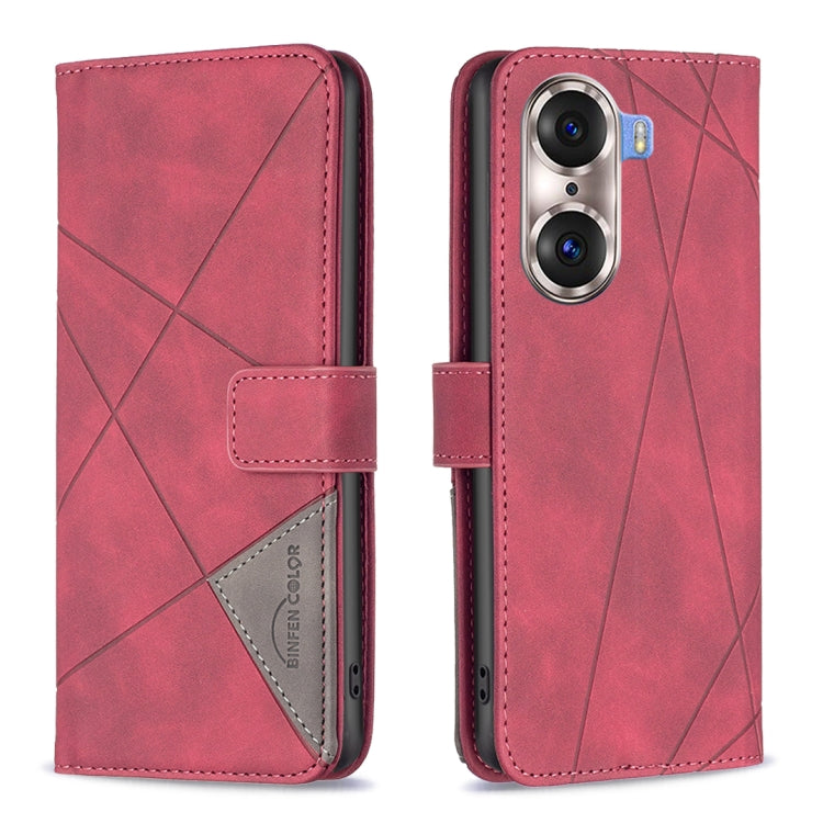 Rhombus Texture Magnetic Buckle Horizontal Flip Leather Phone Case, For Honor 60, For Honor 60 Pro