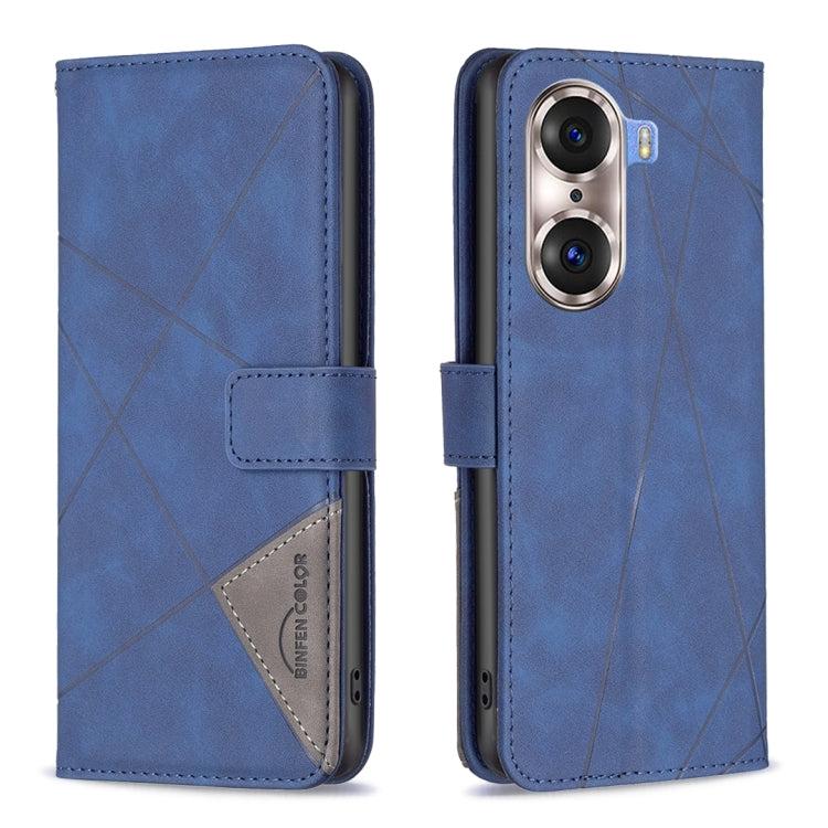 Rhombus Texture Magnetic Buckle Horizontal Flip Leather Phone Case, For Honor 60, For Honor 60 Pro