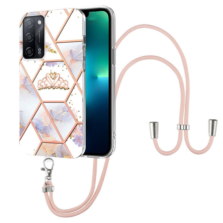 Splicing Marble Flower Pattern TPU Phone Case with Lanyard, For OPPO A15 / A15s, For OPPO A53s 5G / A55 5G / A54 4G / A16, For OPPO A74 5G / A93 5G / A54 5G / A93s 5G, For OPPO A94 5G / A95 5G, For OPPO Realme 8i, For OPPO Realme C21Y, For OPPO Reno6 5...