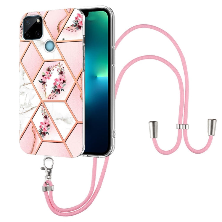 Splicing Marble Flower Pattern TPU Phone Case with Lanyard, For OPPO A15 / A15s, For OPPO A53s 5G / A55 5G / A54 4G / A16, For OPPO A74 5G / A93 5G / A54 5G / A93s 5G, For OPPO A94 5G / A95 5G, For OPPO Realme 8i, For OPPO Realme C21Y, For OPPO Reno6 5...