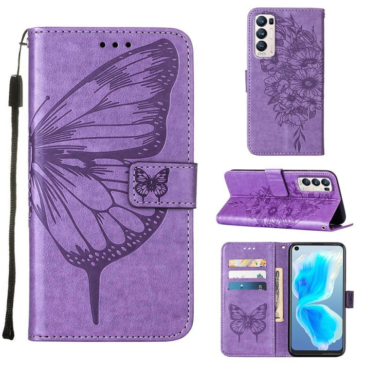 Embossed Butterfly Leather Phone Case, For OPPO Reno5 Pro+ 5G/Find X3 Neo, For OPPO Reno7 5G Global/Find X5 Lite, For OPPO Realme 9 Pro+ 5G, For OPPO Realme 9i, For OPPO Realme GT Neo3, For OPPO Reno5 Pro 5G