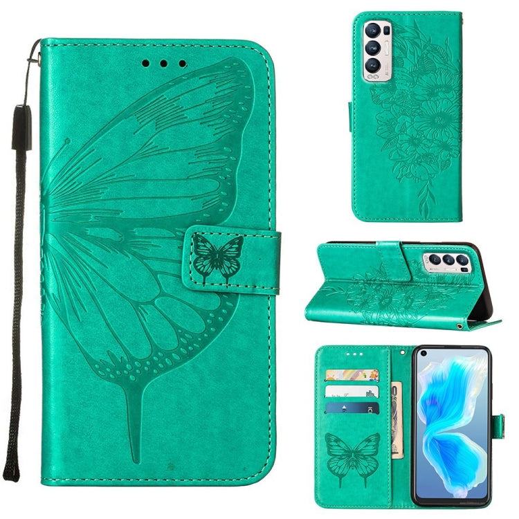Embossed Butterfly Leather Phone Case, For OPPO Reno5 Pro+ 5G/Find X3 Neo, For OPPO Reno7 5G Global/Find X5 Lite, For OPPO Realme 9 Pro+ 5G, For OPPO Realme 9i, For OPPO Realme GT Neo3, For OPPO Reno5 Pro 5G