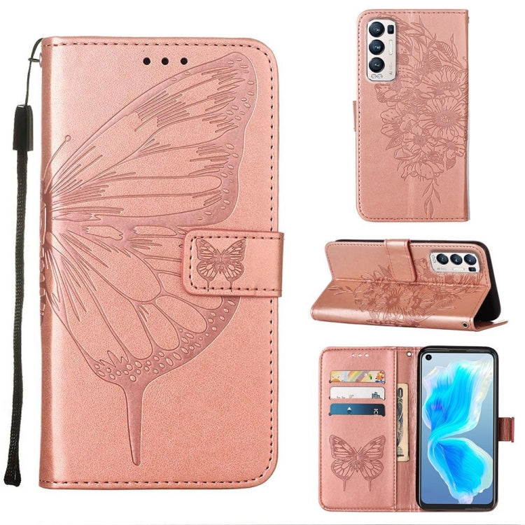 Embossed Butterfly Leather Phone Case, For OPPO Reno5 Pro+ 5G/Find X3 Neo, For OPPO Reno7 5G Global/Find X5 Lite, For OPPO Realme 9 Pro+ 5G, For OPPO Realme 9i, For OPPO Realme GT Neo3, For OPPO Reno5 Pro 5G