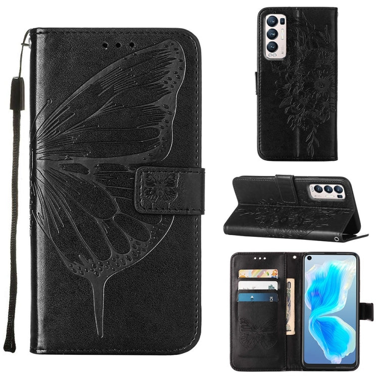 Embossed Butterfly Leather Phone Case, For OPPO Reno5 Pro+ 5G/Find X3 Neo, For OPPO Reno7 5G Global/Find X5 Lite, For OPPO Realme 9 Pro+ 5G, For OPPO Realme 9i, For OPPO Realme GT Neo3, For OPPO Reno5 Pro 5G