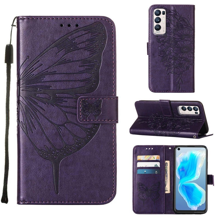 Embossed Butterfly Leather Phone Case, For OPPO Reno5 Pro+ 5G/Find X3 Neo, For OPPO Reno7 5G Global/Find X5 Lite, For OPPO Realme 9 Pro+ 5G, For OPPO Realme 9i, For OPPO Realme GT Neo3, For OPPO Reno5 Pro 5G