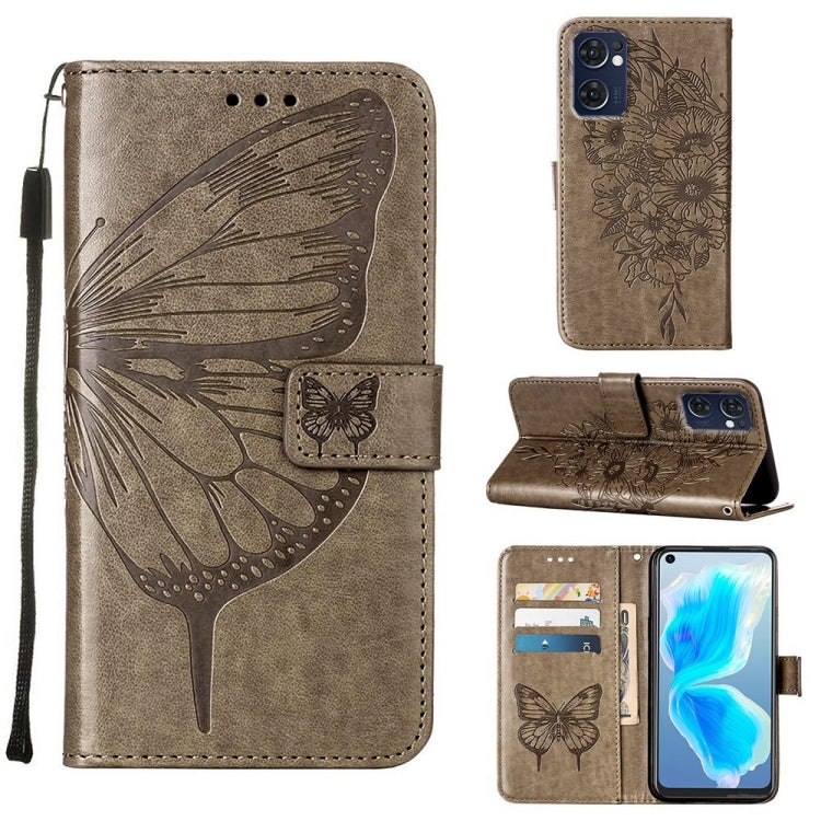 Embossed Butterfly Leather Phone Case, For OPPO Reno5 Pro+ 5G/Find X3 Neo, For OPPO Reno7 5G Global/Find X5 Lite, For OPPO Realme 9 Pro+ 5G, For OPPO Realme 9i, For OPPO Realme GT Neo3, For OPPO Reno5 Pro 5G