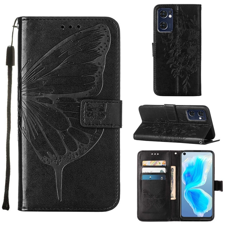 Embossed Butterfly Leather Phone Case, For OPPO Reno5 Pro+ 5G/Find X3 Neo, For OPPO Reno7 5G Global/Find X5 Lite, For OPPO Realme 9 Pro+ 5G, For OPPO Realme 9i, For OPPO Realme GT Neo3, For OPPO Reno5 Pro 5G