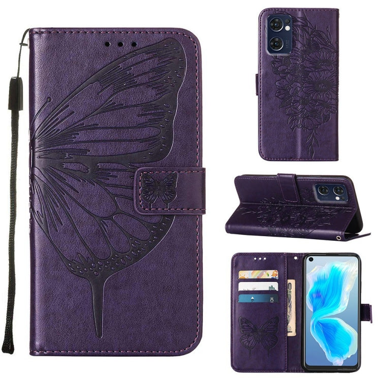 Embossed Butterfly Leather Phone Case, For OPPO Reno5 Pro+ 5G/Find X3 Neo, For OPPO Reno7 5G Global/Find X5 Lite, For OPPO Realme 9 Pro+ 5G, For OPPO Realme 9i, For OPPO Realme GT Neo3, For OPPO Reno5 Pro 5G