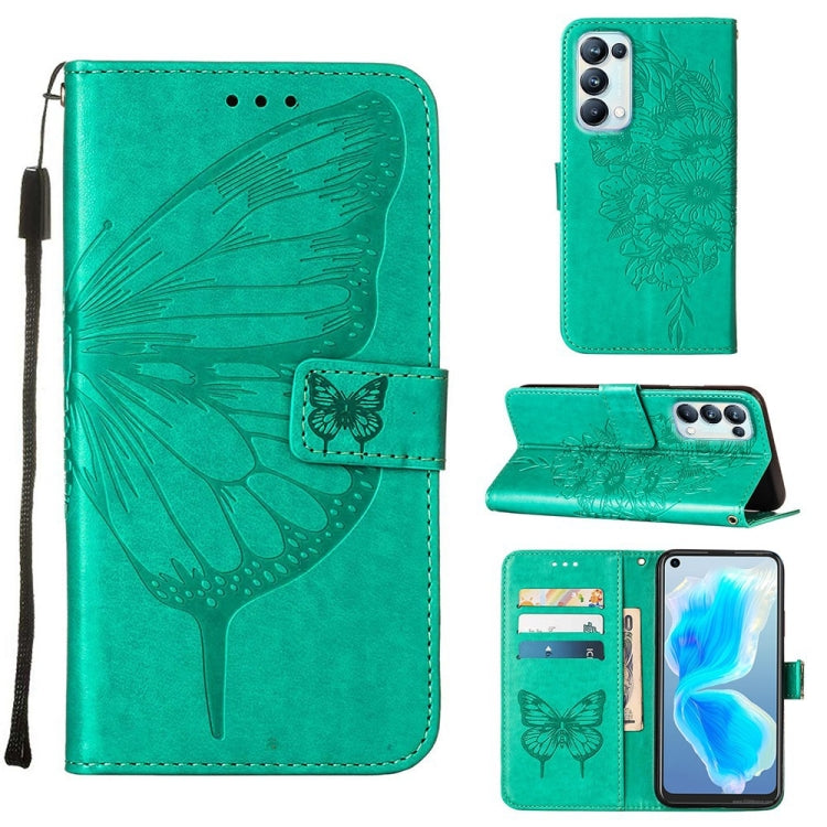Embossed Butterfly Leather Phone Case, For OPPO Reno5 Pro+ 5G/Find X3 Neo, For OPPO Reno7 5G Global/Find X5 Lite, For OPPO Realme 9 Pro+ 5G, For OPPO Realme 9i, For OPPO Realme GT Neo3, For OPPO Reno5 Pro 5G
