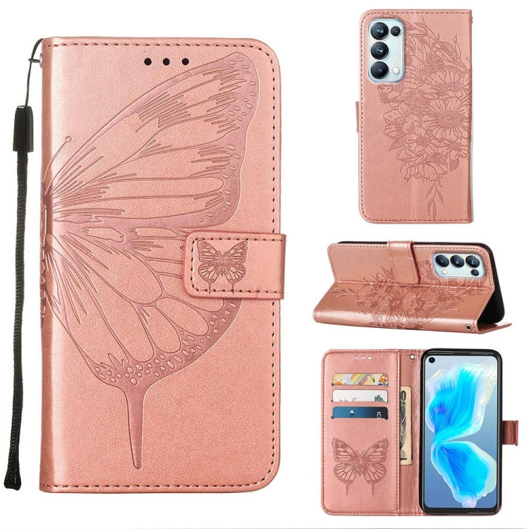 Embossed Butterfly Leather Phone Case, For OPPO Reno5 Pro+ 5G/Find X3 Neo, For OPPO Reno7 5G Global/Find X5 Lite, For OPPO Realme 9 Pro+ 5G, For OPPO Realme 9i, For OPPO Realme GT Neo3, For OPPO Reno5 Pro 5G