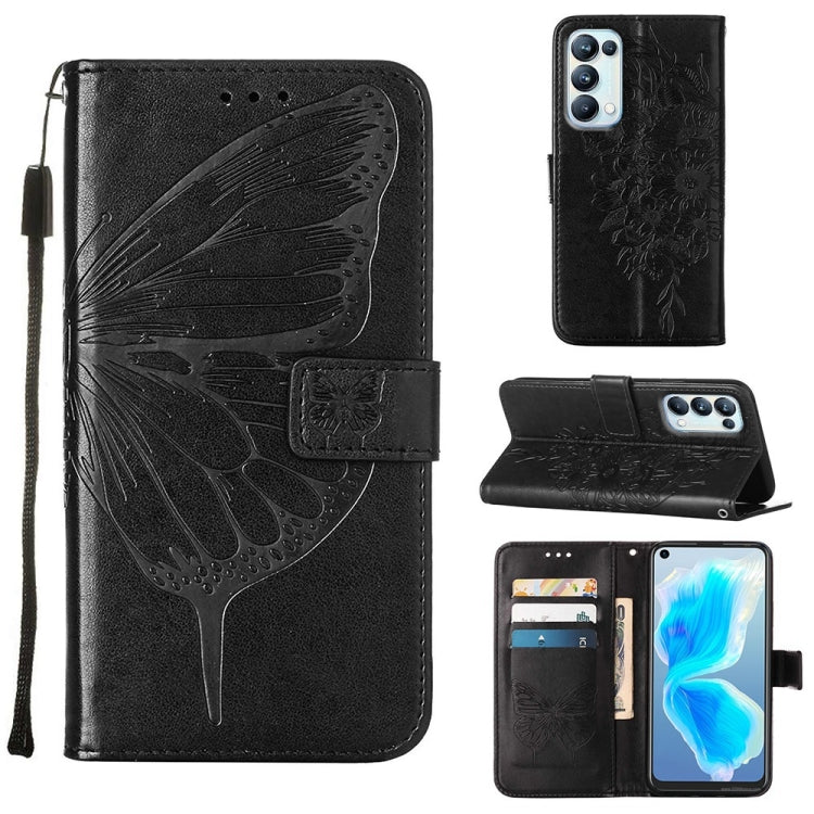 Embossed Butterfly Leather Phone Case, For OPPO Reno5 Pro+ 5G/Find X3 Neo, For OPPO Reno7 5G Global/Find X5 Lite, For OPPO Realme 9 Pro+ 5G, For OPPO Realme 9i, For OPPO Realme GT Neo3, For OPPO Reno5 Pro 5G