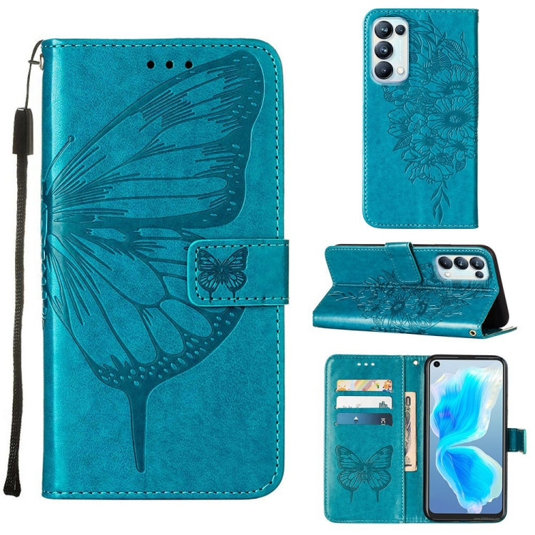 Embossed Butterfly Leather Phone Case, For OPPO Reno5 Pro+ 5G/Find X3 Neo, For OPPO Reno7 5G Global/Find X5 Lite, For OPPO Realme 9 Pro+ 5G, For OPPO Realme 9i, For OPPO Realme GT Neo3, For OPPO Reno5 Pro 5G