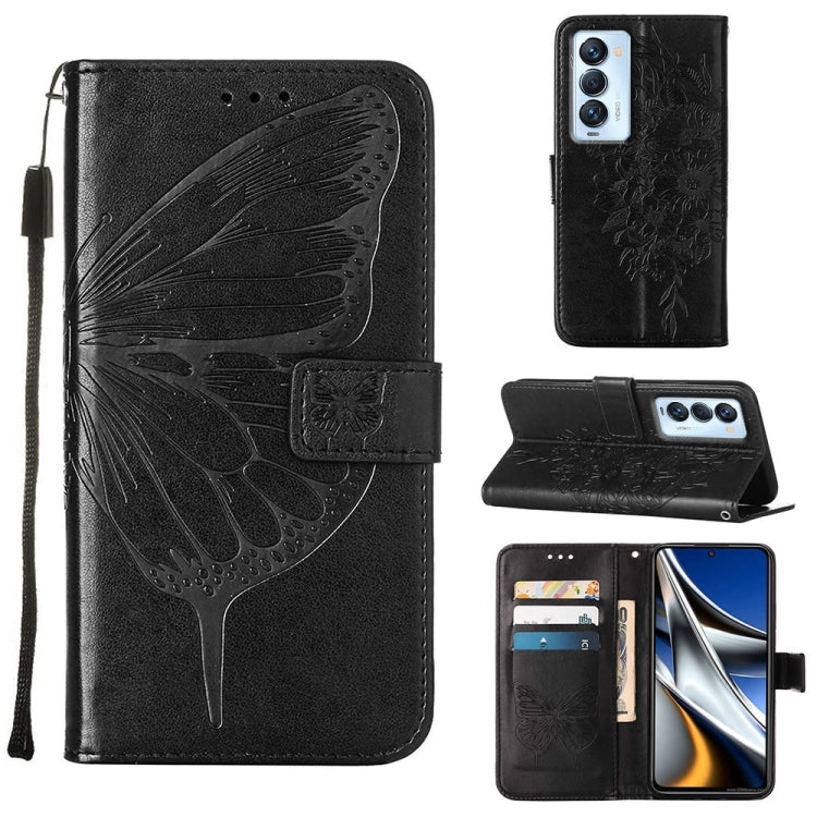 Embossed Butterfly Leather Phone Case, For Tecno Camon 17 Pro, For Tecno Camon 18 Premier, For Tecno Camon 18i, For Tecno Camon 18P / 18, For Tecno Pop 5 Go, For Tecno Pop 5 LTE