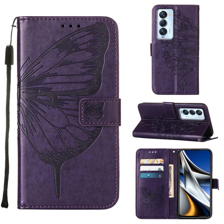 Embossed Butterfly Leather Phone Case, For Tecno Camon 17 Pro, For Tecno Camon 18 Premier, For Tecno Camon 18i, For Tecno Camon 18P / 18, For Tecno Pop 5 Go, For Tecno Pop 5 LTE