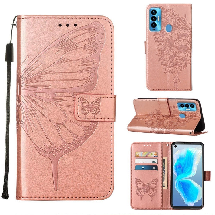 Embossed Butterfly Leather Phone Case, For Tecno Camon 17 Pro, For Tecno Camon 18 Premier, For Tecno Camon 18i, For Tecno Camon 18P / 18, For Tecno Pop 5 Go, For Tecno Pop 5 LTE