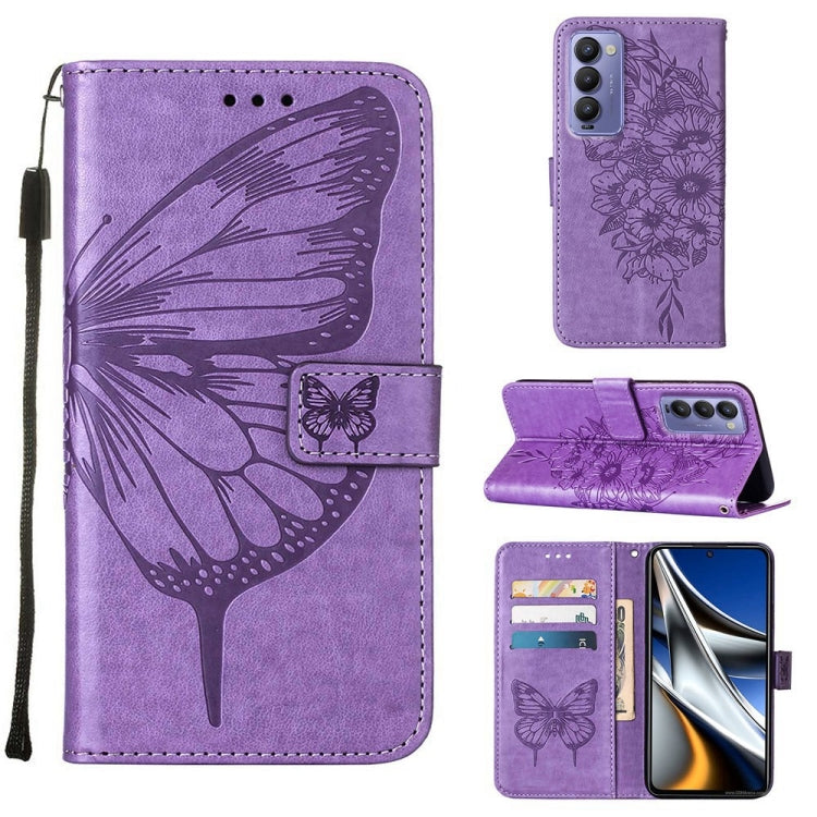 Embossed Butterfly Leather Phone Case, For Tecno Camon 17 Pro, For Tecno Camon 18 Premier, For Tecno Camon 18i, For Tecno Camon 18P / 18, For Tecno Pop 5 Go, For Tecno Pop 5 LTE