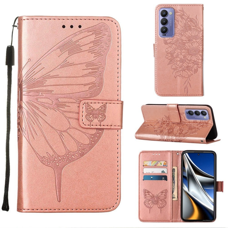 Embossed Butterfly Leather Phone Case, For Tecno Camon 17 Pro, For Tecno Camon 18 Premier, For Tecno Camon 18i, For Tecno Camon 18P / 18, For Tecno Pop 5 Go, For Tecno Pop 5 LTE