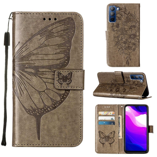 Embossed Butterfly Leather Phone Case, For Tecno Pop 5P, For Tecno Pova 2, For Tecno Pova Neo, For Tecno Spark 8, For Tecno Spark 8P, For Tecno Spark Go 2020 & 2021/6 Go