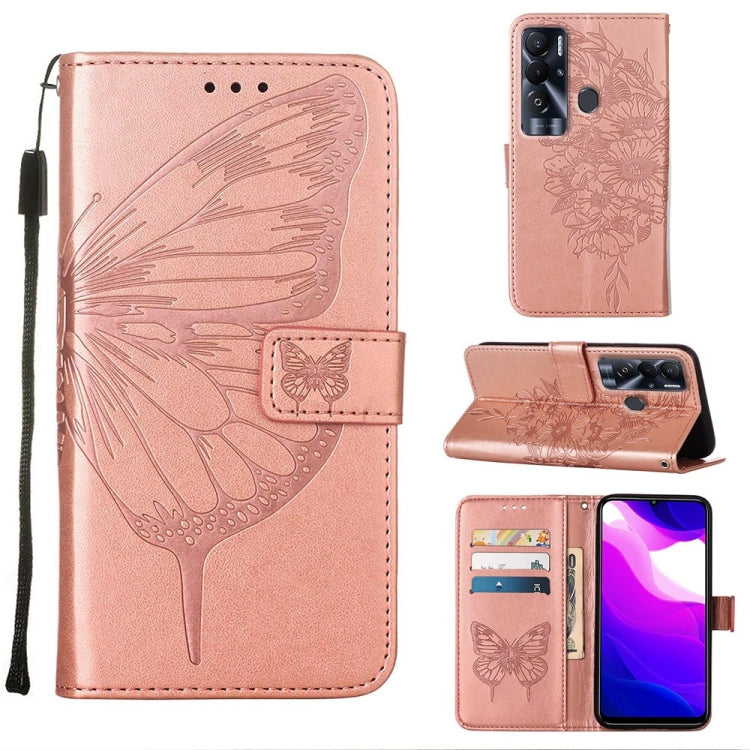 Embossed Butterfly Leather Phone Case, For Tecno Pop 5P, For Tecno Pova 2, For Tecno Pova Neo, For Tecno Spark 8, For Tecno Spark 8P, For Tecno Spark Go 2020 & 2021/6 Go