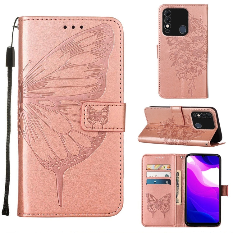 Embossed Butterfly Leather Phone Case, For Tecno Pop 5P, For Tecno Pova 2, For Tecno Pova Neo, For Tecno Spark 8, For Tecno Spark 8P, For Tecno Spark Go 2020 & 2021/6 Go