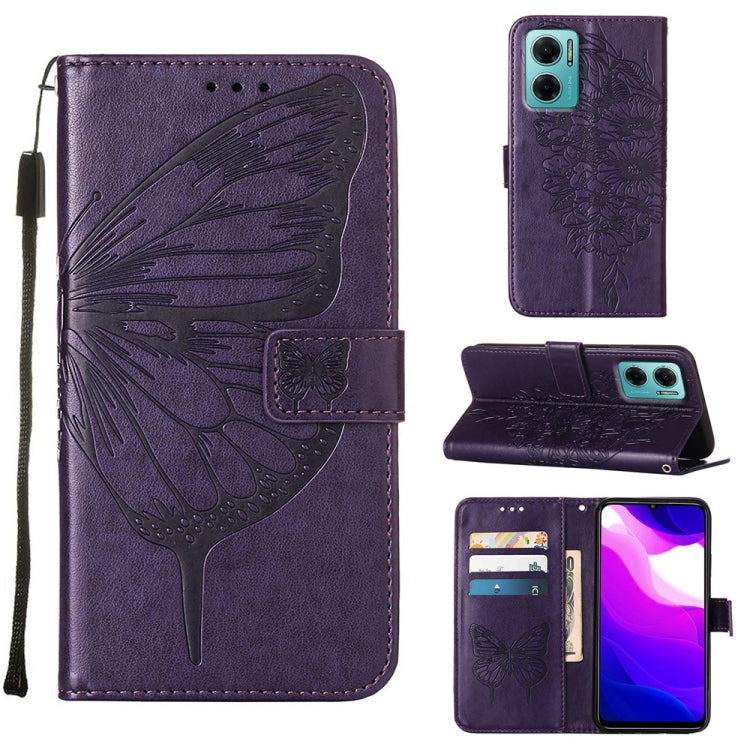 Embossed Butterfly Leather Phone Case, For Xiaomi Redmi 10 Prime+ 5G/Note 11E, For Xiaomi Redmi Note 11 Pro 5G / 4G Global, For Xiaomi Redmi Note 11S / 11 4G Global