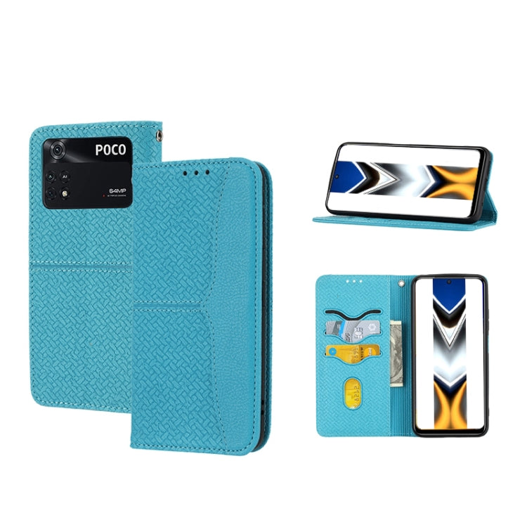 Woven Texture Stitching Magnetic PU Leather Phone Case, For Xiaomi Redmi 10A, For Xiaomi Poco M4 Pro, For Xiaomi Redmi Note 11E, For Xiaomi Redmi 10 5G, For Samsung Galaxy A03s 164.2mm US Version