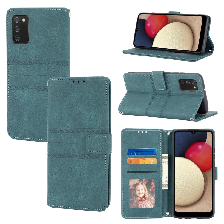 Embossed Striped Magnetic Buckle Horizontal Flip Phone Leather Case, For Samsung Galaxy A03s 164.2mm US Version