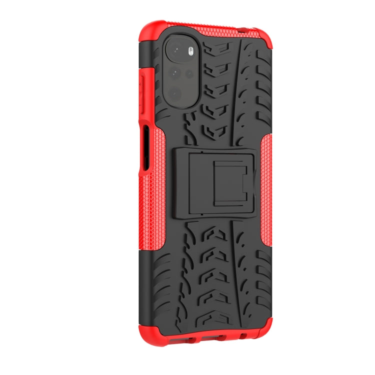Tire Texture TPU + PC Phone Case with Holder, For Motorola Moto G22/E32
